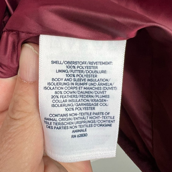 Land's End Goose Down Feathers Maroon Men's Puffer Vest Jacket Size Large 42-44 - Picture 9 of 9